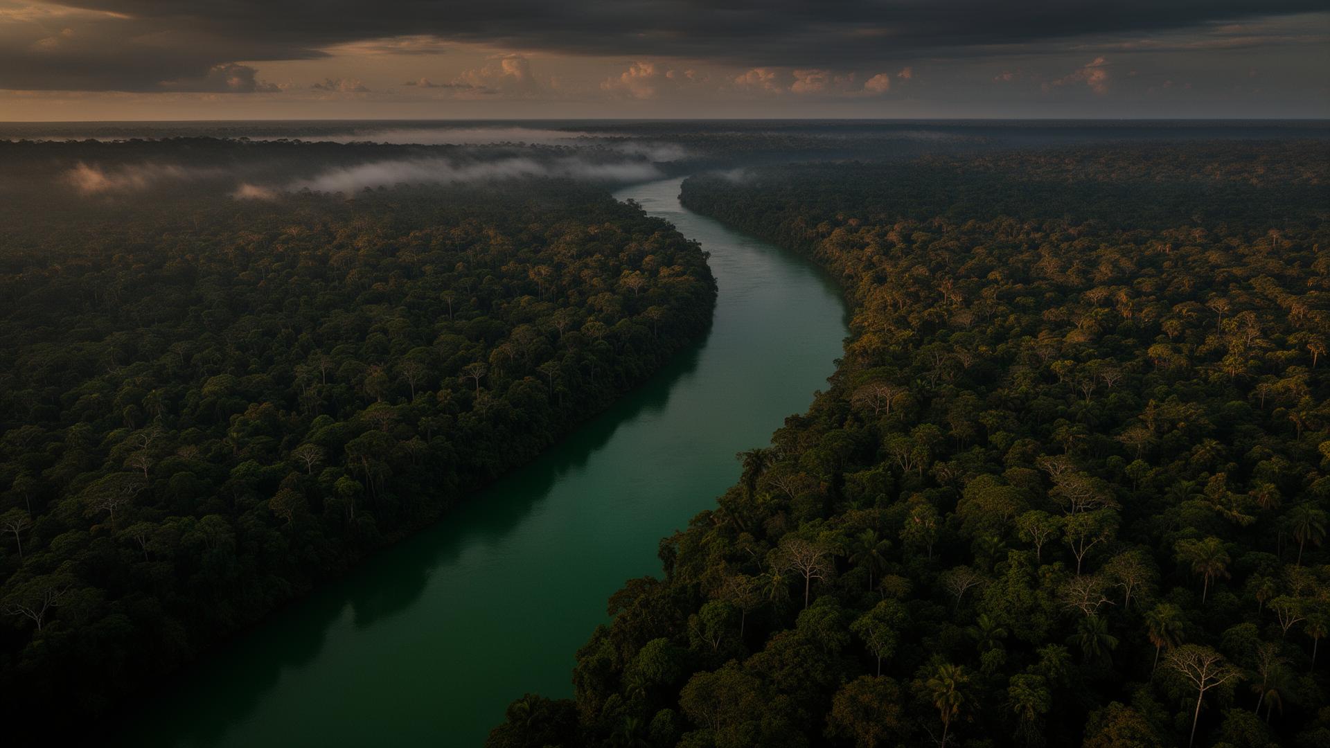 Rio amazônico cortando a floresta no Pará